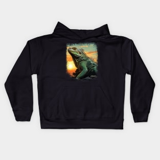 Iguana Sunset for Iguana Lover Kids Hoodie